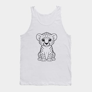 Cute Baby Cheetah Animal Outline Tank Top